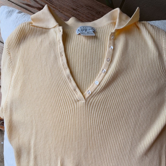 Vintage Yellow Short Sleeve Polo Top - Picture 8 of 13